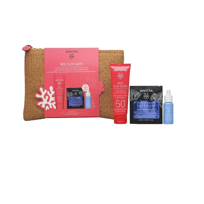 Apivita Bee Sun Safe Hydra Sensitive Soothing Face Cream SPF50+ 50ml Set 4 Pieces