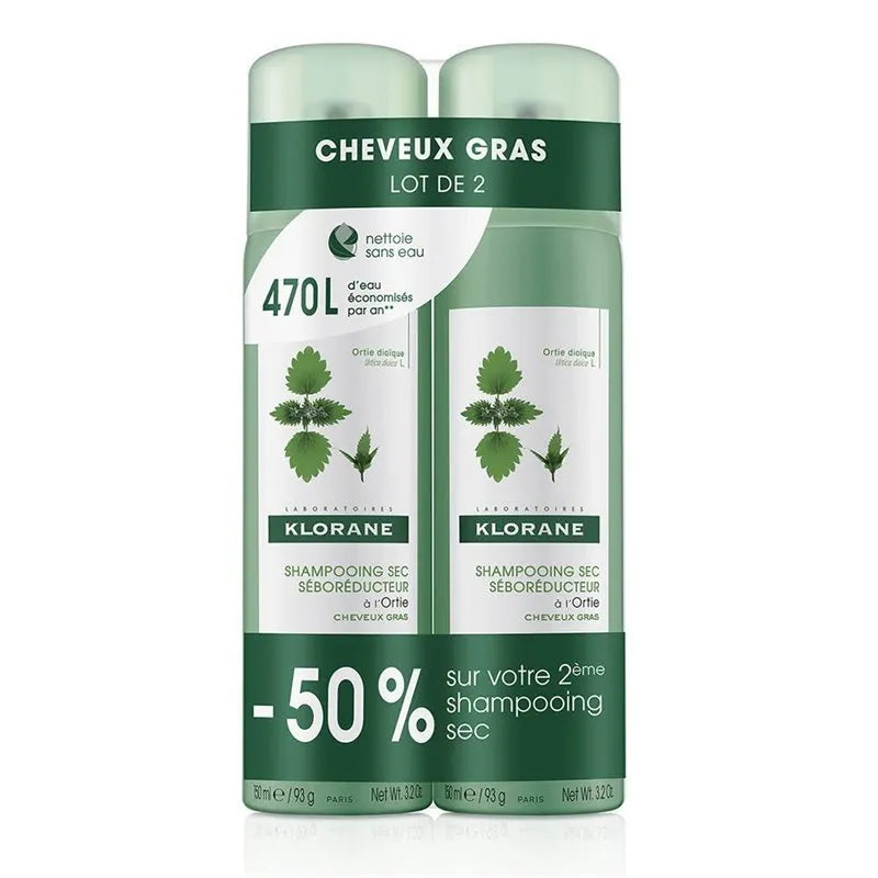 Klorane Nettle Dry Shampoo 2x150ml