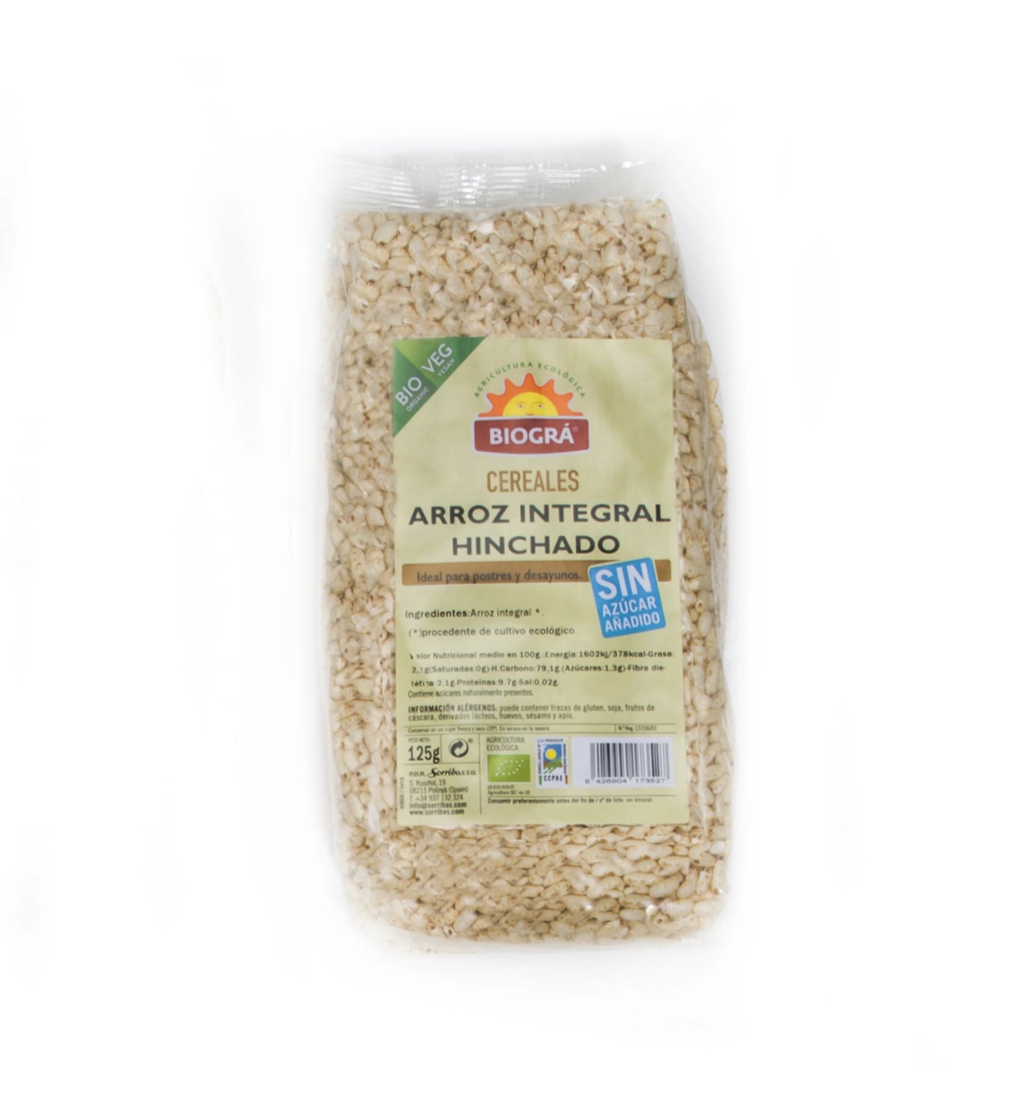 Biográ Arroz Integral Hinchado S-Azucar y S-Miel 125g Bio
