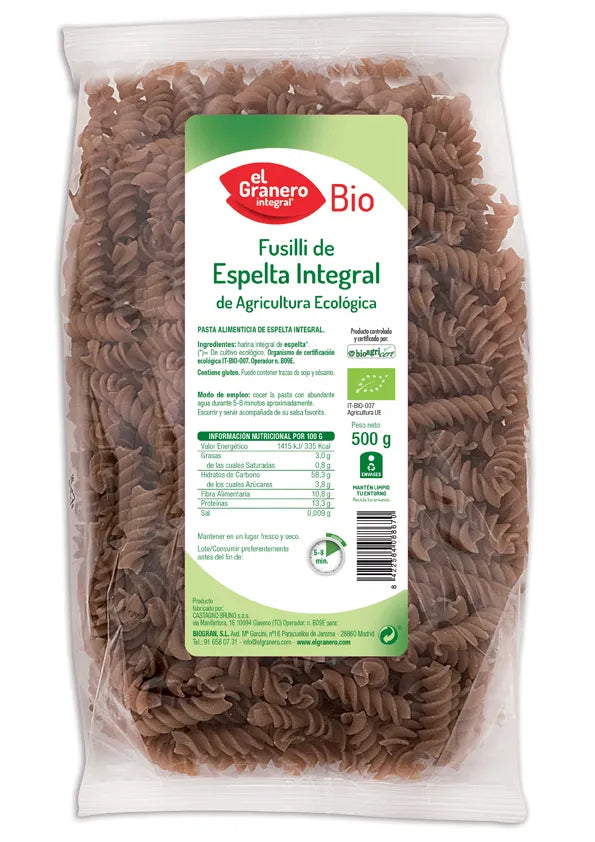 Granero Fusilli Espelta Integral Bio 500g