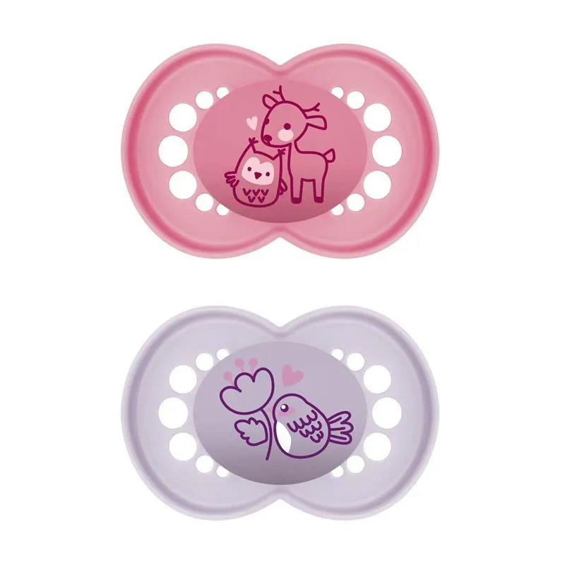 Mam Original Pure Silicone Pacifier +6 Months Pink/Purple - 2 Units