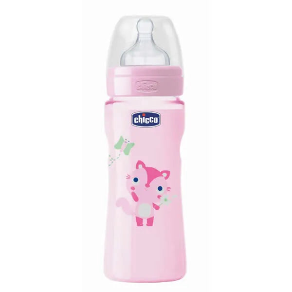 Chicco Well-Being Silicone Baby Bottle PP Fast Flux Rose 4m+ 330ml
