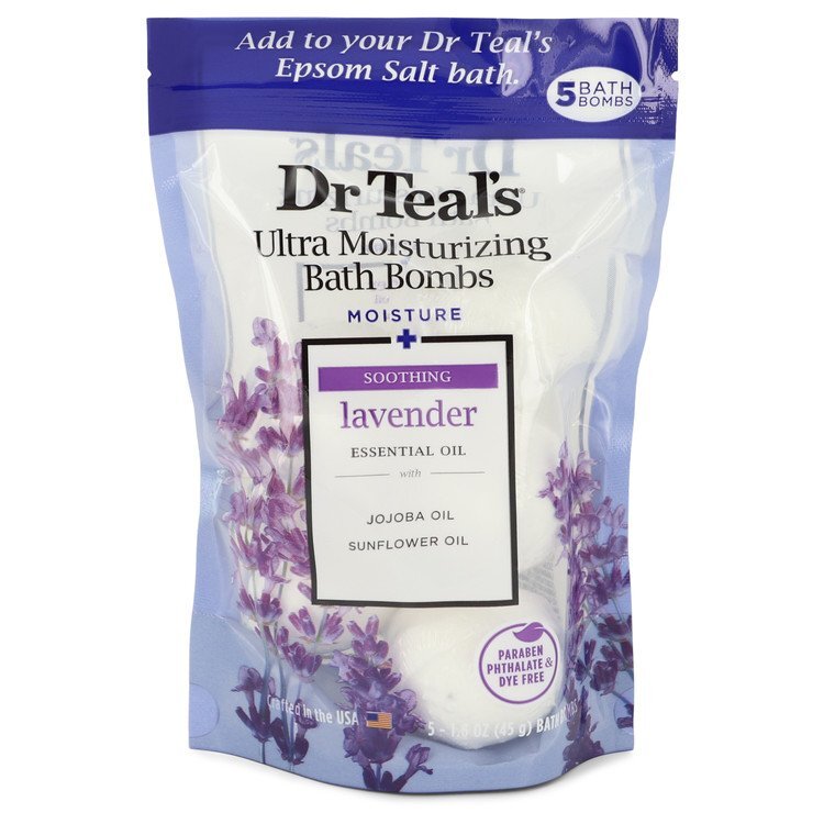 Dr Teal's Ultra Moisturizing Bath Bombs Five (5) 1.6 oz Moisture Soothing Bath Bombs with Lavender Essential Oils Jojoba Oil Sunflower Oil (Unisex) By Dr Teal's - Size: 50 ml Five