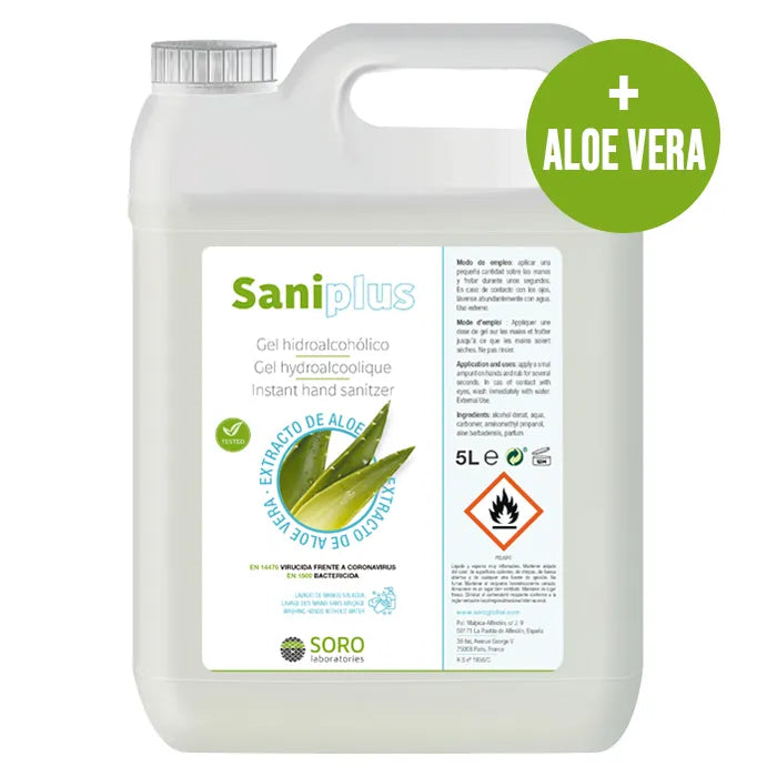 Hydroalcoholic Hand Gel Sanitizer With Aloe Vera 5 Litres