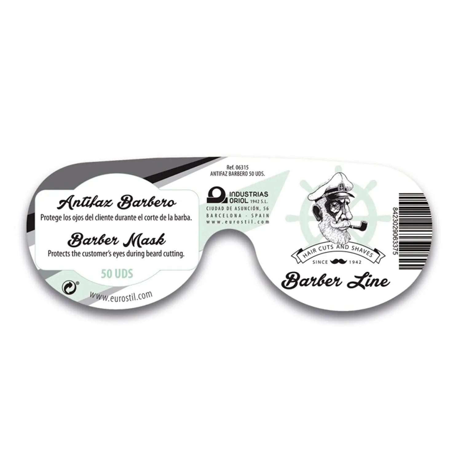 Eurostil Barber Line Antifaz Barbero Negro Negro Pack 50un